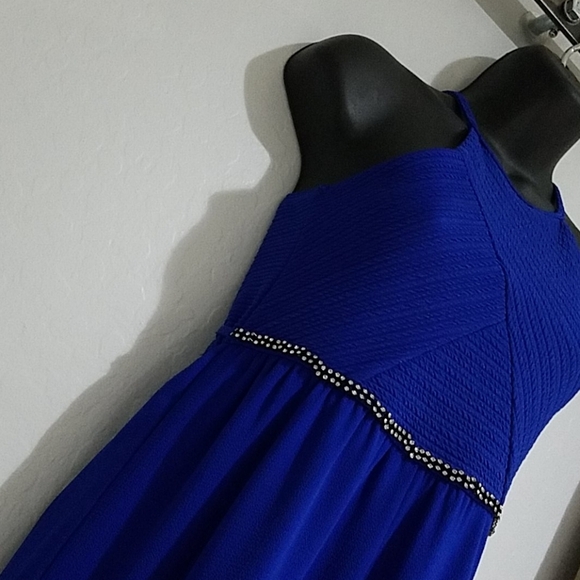 BOLD BLUE ONE PIECE HALTER PANTS ROMPER JUMPER SPECIAL EVENT DRESSY MAXI - Picture 5 of 12